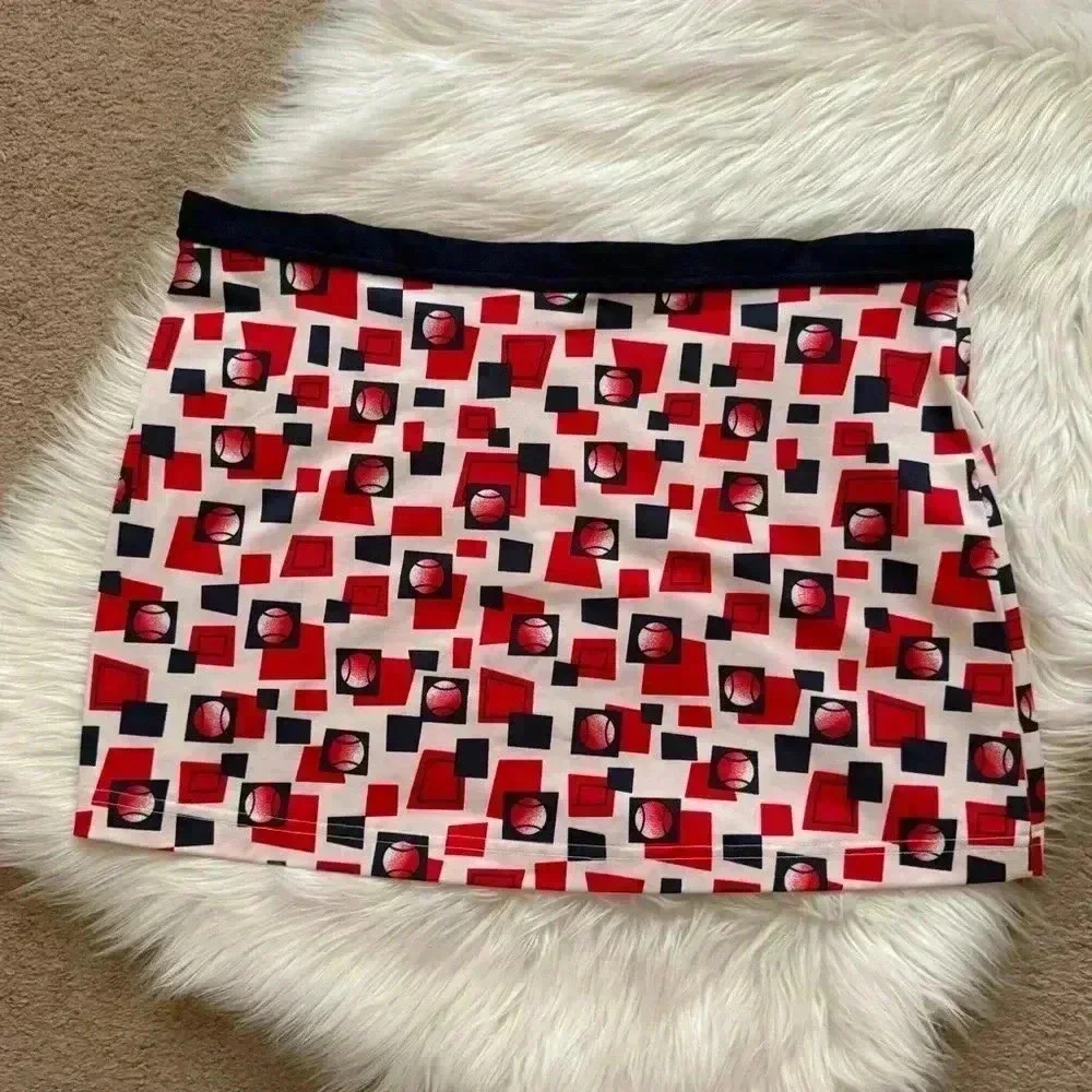 Tail Retro Pickleball Tennis Ball Polka Dot Print Skirt Large